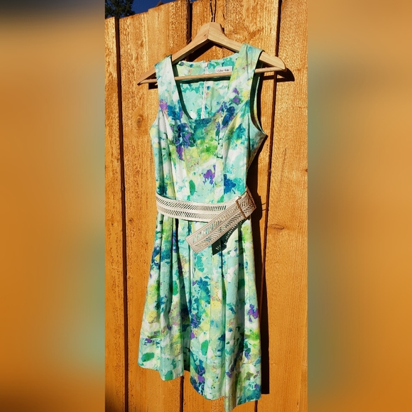 Calvin Klein size 2 pleated multi color party dress - Picture 1 of 11